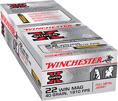 WINCHESTER SUPER-X 22WMR 40GR FMJ 1910FPS 50RD 40BX/CS - for sale