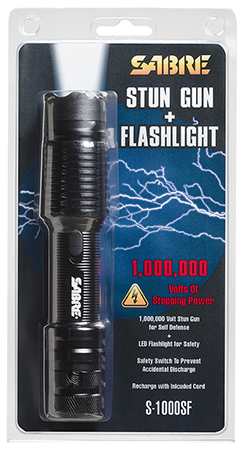 SABRE STUN GUN FLASHLIGHT W/HOLSTER 1.820uC BLACK - for sale
