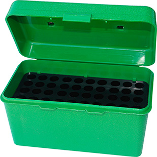 MTM DELUXE AMMO BOX 50-ROUNDS RIFLE 22-250 TO 308 GREEN - for sale
