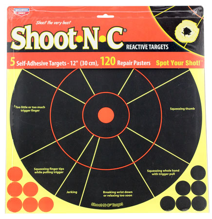 B/C SHT-N-C 12" HANDGUN TRGT 5PK - for sale