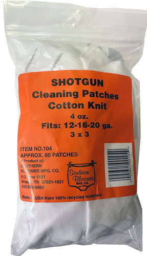 SOUTHERN BLOOMER SHOTGUN CLEANING PATCH 3"X3" 85-PACK - for sale