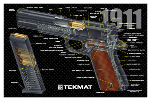 TEKMAT ARMORERS BENCH MAT 11"X17" 1911 PISTOL CUT AWAY - for sale