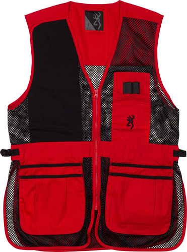 BROWNING MESH SHOOTING VEST R-HAND LG BLACK/RED TRIM - for sale