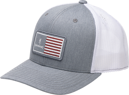 BROWNING CAP MUSTANG 110 MESH BACK REC FLAG PATCH GRAY - for sale