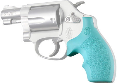 HOGUE GRIPS S&W J FRAME ROUND BUTT BANTAM AQUA - for sale