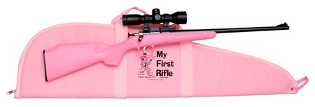 CRICKETT RIFLE G2 22LR BLUED/ PINK SYNTH W/SCOPE AND CASE - for sale