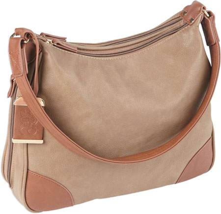 BULLDOG CONCEALED CARRY PURSE HOBO STYLE TAUPE W/TAN TRIM - for sale