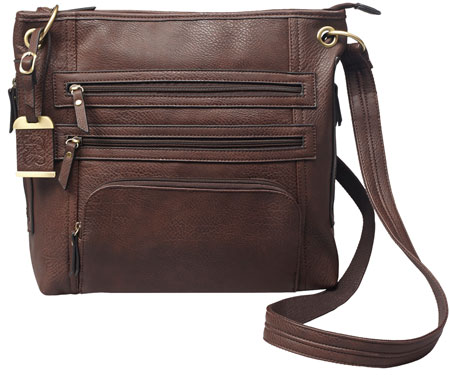 BULLDOG CONCEALED CARRY PURSE LARGE CROSS BODY CHOCOLATE BRN - for sale
