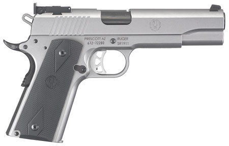 RUGER SR1911 10MM ADJ 8-SHOT STAINLESS BLACK RUBBERIZED - for sale