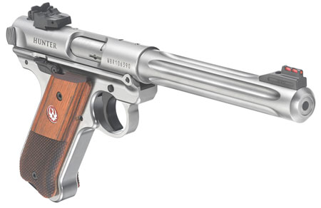 RUGER MARK IV HUNTER 22LR 6.88" FLUTED BULL AS S/S WOOD - for sale