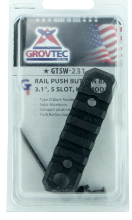 GROVTEC RAIL PUSH BUTTON BASE KEYMOD 3.1" 5 SLOT ALUM BLACK - for sale