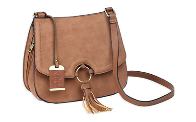 BULLDOG CONCEALED CARRY PURSE CROSS BODY CARAMEL SUEDE - for sale