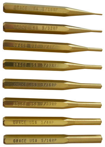 GRACE USA PUNCH SET ROLL PIN PUNCH SET OF 8 BRASS - for sale