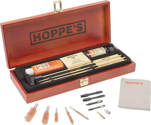 HOPPES DELUXE GUN CLEANING KIT W/WOOD STORAGE CASE - for sale