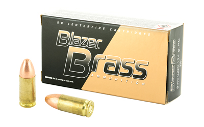 CCI BLAZER BRASS 9MM LUGER 124GR FMJ 50RD 20BX/CS - for sale
