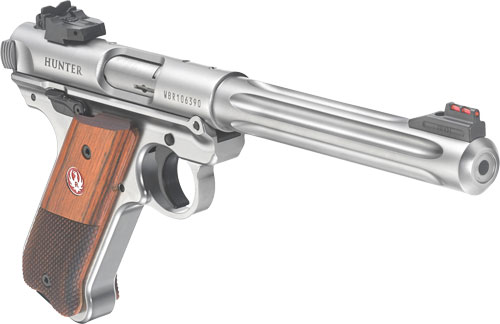 RUGER MARK IV HUNTER 22LR 6.88" FLUTED BULL AS S/S WOOD - for sale