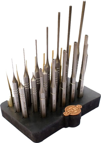 GRACE USA STEEL/BRASS ROLL PIN PUNCH SET W/BENCH BLOCK 27PC - for sale
