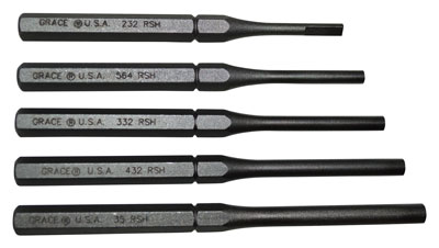 GRACE USA PUNCH SET ROLL PIN HOLDER SET OF 5 STEEL - for sale