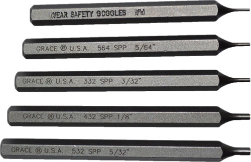 GRACE USA STARTER SHORT PIN PUNCH SET STEEL 5PC - for sale