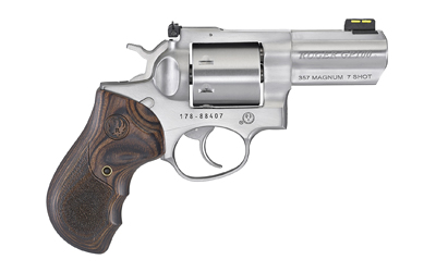 RUGER GP100 357MAG 3" FS STAINLESS WOOD UNFLUTED CYL. - for sale
