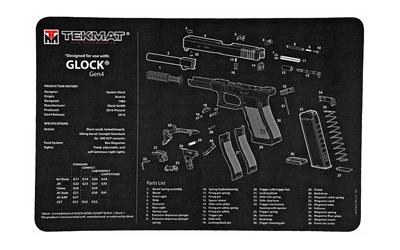 TEKMAT ARMORERS BENCH MAT 11"x17" FOR GLOCK G4 BLACK - for sale
